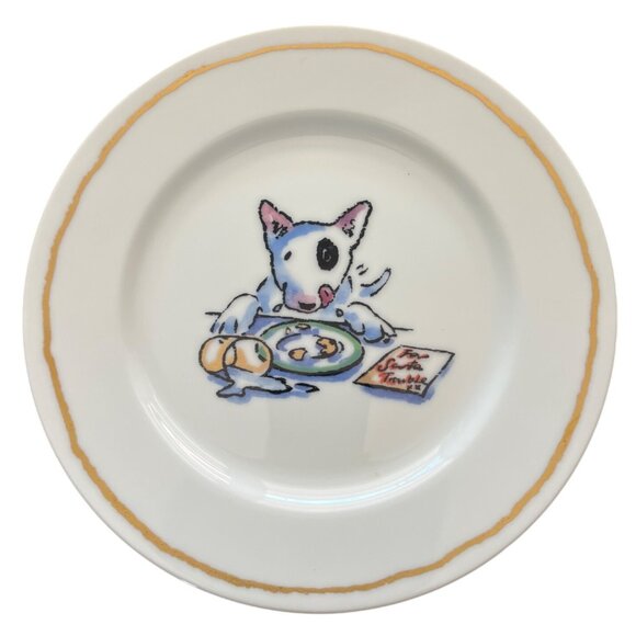 Williams Sonoma Trouble Bull Terrier 6-Piece Dessert Plate Set Side Salad Japan - Picture 3 of 10